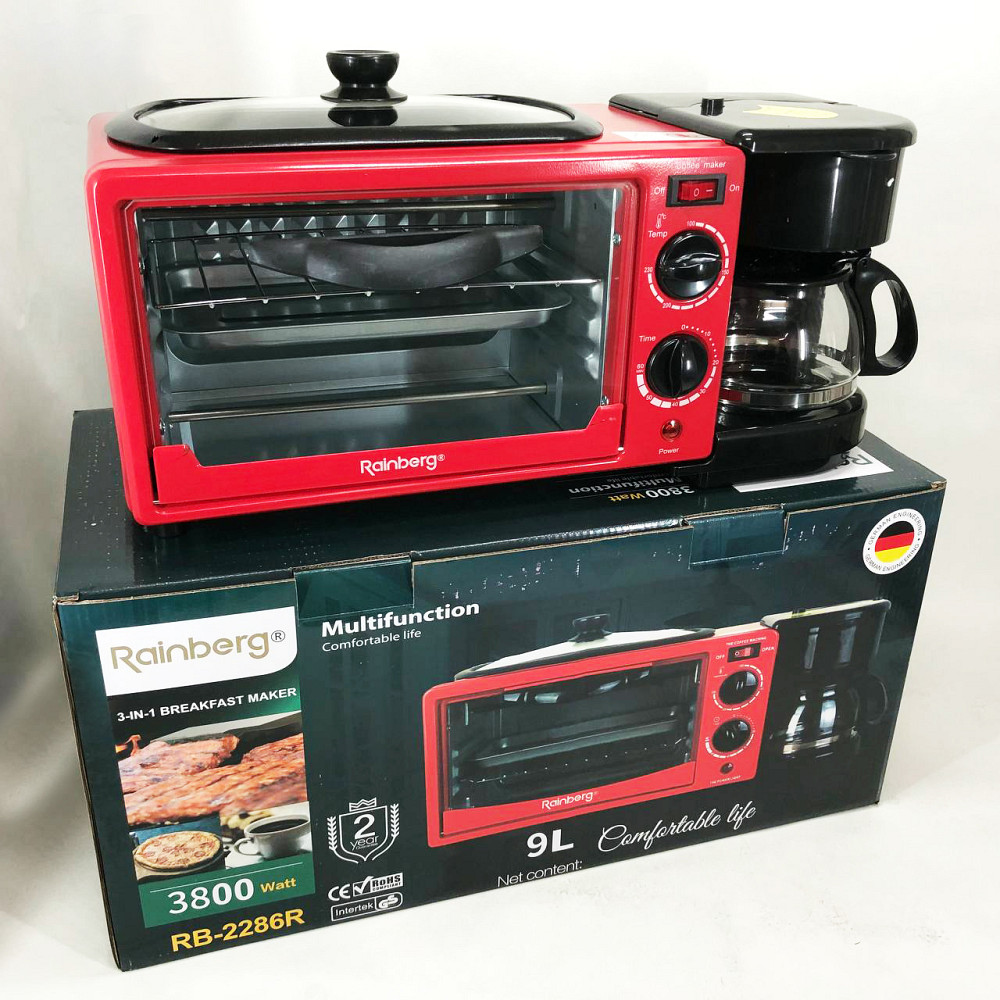 Духовка електрична настільна з грилем Rainberg RB-2286R 3800 Вт, Мініпечі з антипригарним покриттям GI-52 Львів - фото 10