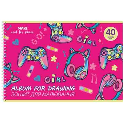Альбом для рисования Maxi А4 на спирали 40 листов, 100г/м2 (MX60924) Винница