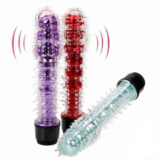 Гелевий вібратор із шипами блакитний Вінниця