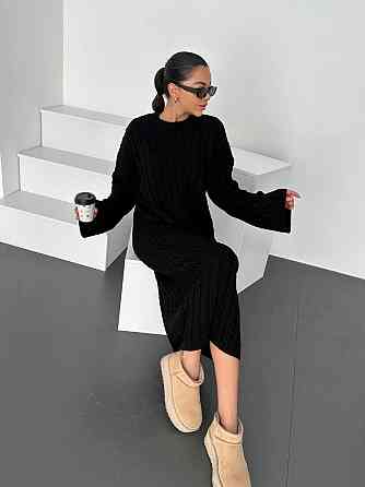 Жіноче тепле плаття міді вільного крою машина в'язка Чорний Одеса