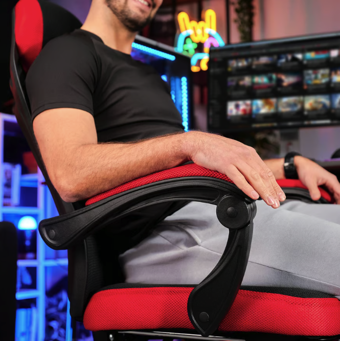 Крісло комп'ютерне офісне геймерське Sporte червоне з чорним до 150 кг для офісу школяра підлітка Київ - фото 7