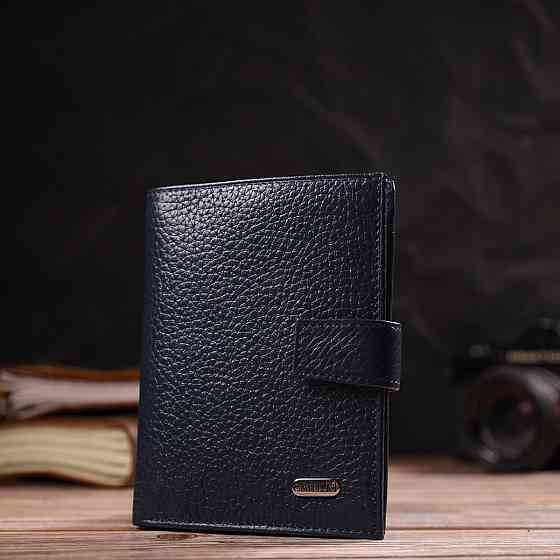Практичний вертикальний чоловічий гаманець середнього розміру з натуральної шкіри флотар (CANPELLINI) Київ