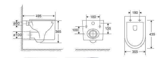 Унітаз підвісний Mixxus Premium Topper-0101-T3 495x355x375mm, система змиву Tornado 1.0   ( MP6476 ) 28258 Харків
