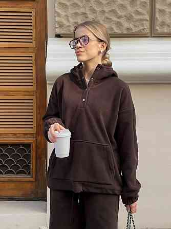 Женский теплый базовый костюм двойка из двухстороннего флиса. Шоколад, 46/48 Одесса