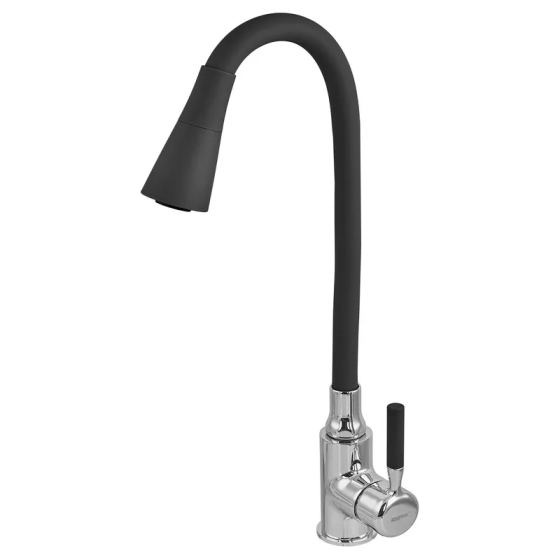 Смеситель для кухни Zerix ATRIUM-011-T REFL.BLACK (Цвет хром+силик.вылив черный) (ZX4720) Киев