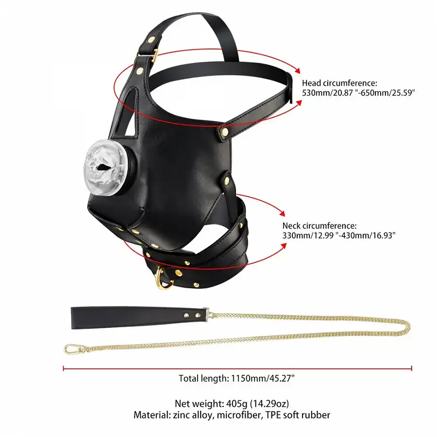 Маска-збруя для орального сексу з повідцем LOCKINK SEVANDA Blowjob Head Muzzle with Leash Львів - фото 10