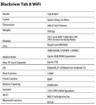 Планшет Blackview TAB 8 Wi-Fi 10.1 4G 4/64Gb. Grey Київ