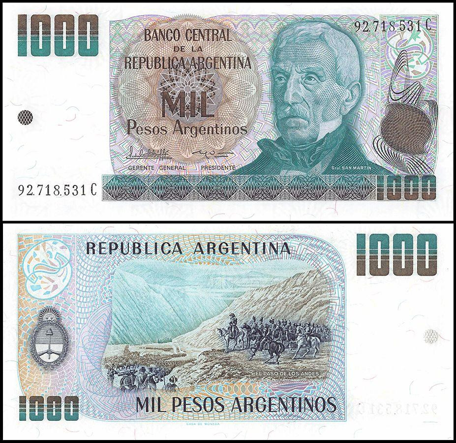 Argentina Аргентина - 1000 Pesos Arg 1983 - 1985 P. 317b aUNC / UNC Полтава - фото 1