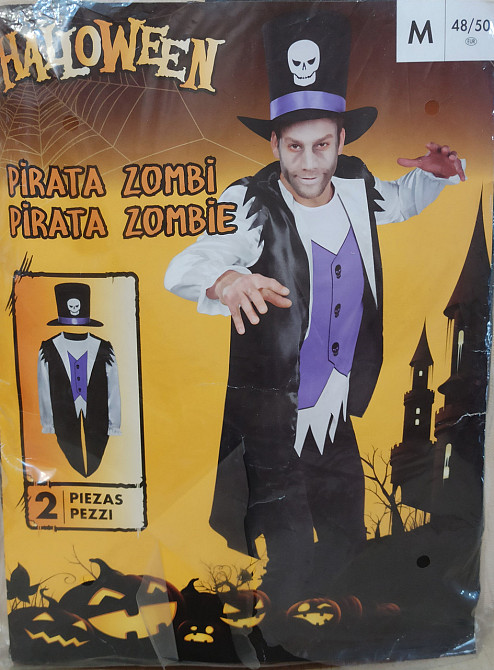 Костюм Зомбі Пірат для вечірки на Хелловін фрак, капелюх розмір М 48-50 чорний Київ - фото 4