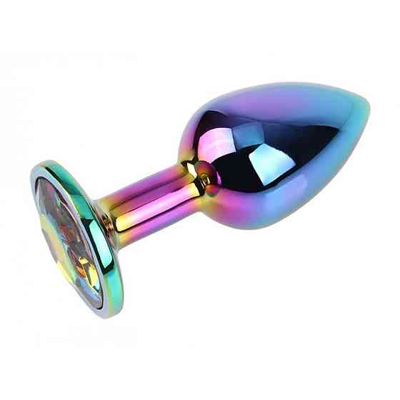 Анальна пробка із кристалом Chisa Matrix Mont Rainbow Gem, металева, різнокольорова, 7 х 2.7 см Sex Aura Київ