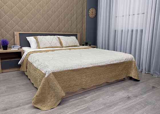 Покривало двостороннє з хутром 210x230 (+-10 см) і 2 наволочки колір кавовий з молочним (85-154) Київ