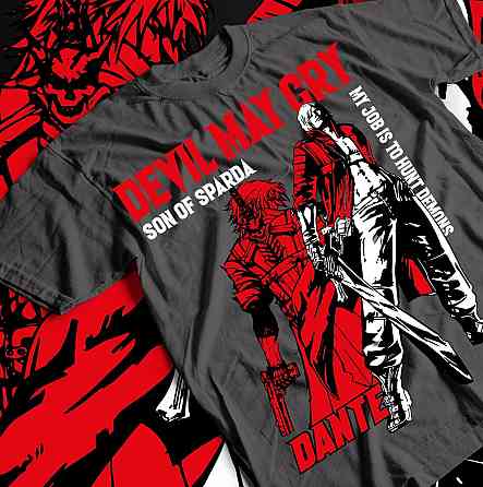 Футболка для хлопчика з аніме принтом Девіл Май Крй Данте оверсайз (зріст від 165 до 180) Чорний AnimeJ0163m Дніпро