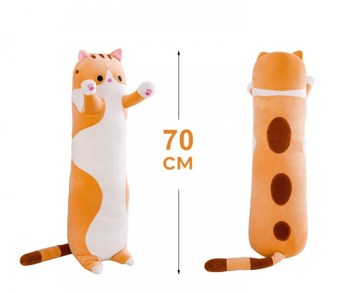 Іграшка обіймашка Кіт Батон, м'яка іграшка антистрес, подушка обіймашка, 70 см, Рижий Київ - фото 8