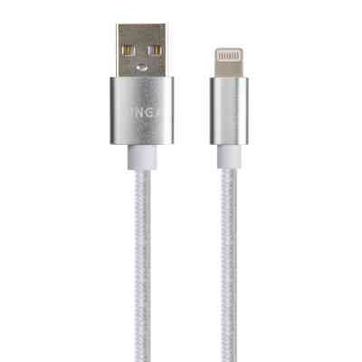 Дата кабель USB 2.0 AM to Lightning 1m nylon silver Vinga (VCPDCLNB1S) Винница