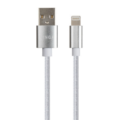 Дата кабель USB 2.0 AM to Lightning 1m nylon silver Vinga (VCPDCLNB1S) Винница - изображение 2