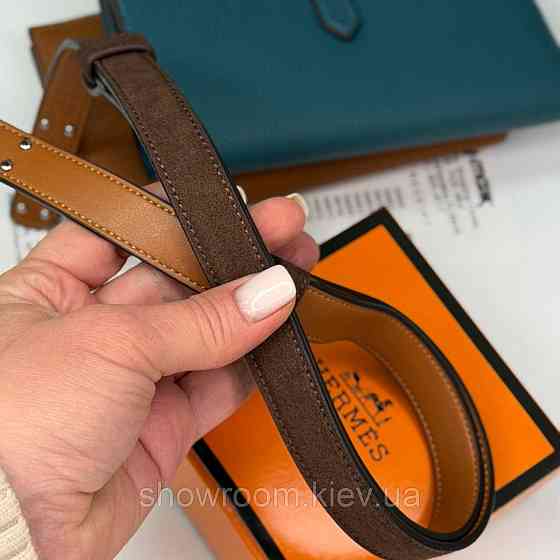 Коричневий замшевий жіночий брендовий ремінь (280-2) Київ