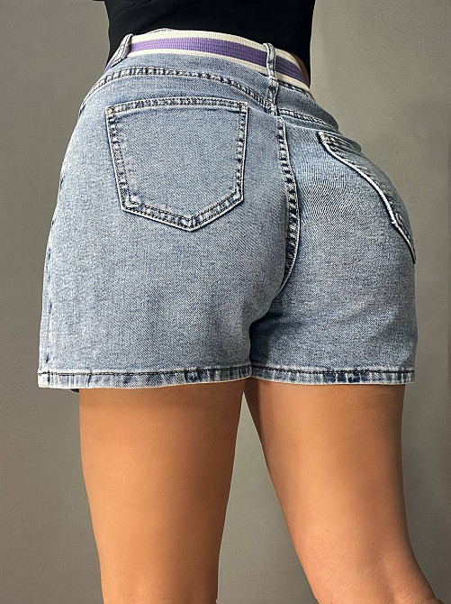 Шорты юбка женские джинсовые Vanver 8097 с поясом короткие голубые, голубой, 30, 30, 86 см, 118 см Киев - изображение 18