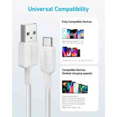 Дата кабель USB 2.0 AM to Type-C 1.8m 322 White Anker (A81H6H21) Вінниця
