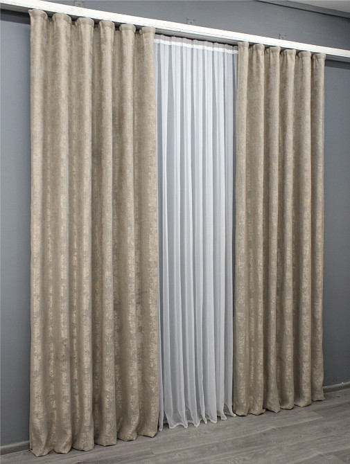 Комплект готових штор VR-Textil Жакард Sultan XO № 1683ш Капучино 100х270 см 2 шт (31-747) Київ - фото 12