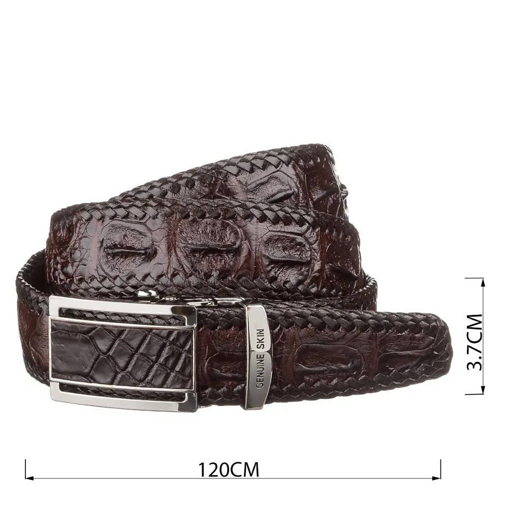 Ремінь-автомат CROCODILE LEATHER 18171 з натуральної шкіри крокодила Коричневий Київ - фото 11