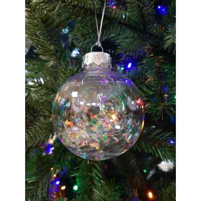 Ялинкова іграшка Jumi набір прозорих кульок 4 шт, пластик, 8см, кольорова мішура (5900410386792) Вінниця