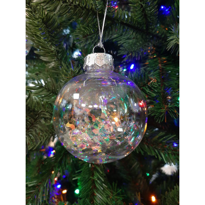 Елочная игрушка Jumi набор прозрачных шариков 4 шт, пластик, 8см, цветная мишура (5900410386792) Винница - изображение 3