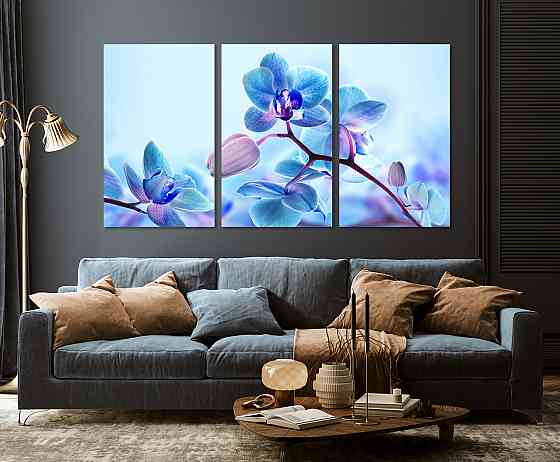 Модульна картина у вітальню/ спальню     Сині Орхідеї      ART-053_3A Київ