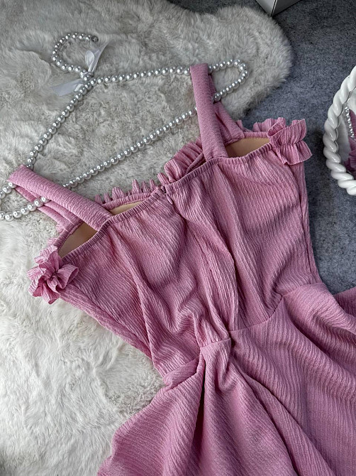 Жіноче святкове ефектне плаття на бретелях із чашечками жатка зара Рожевий, 46/48 Одеса - фото 3