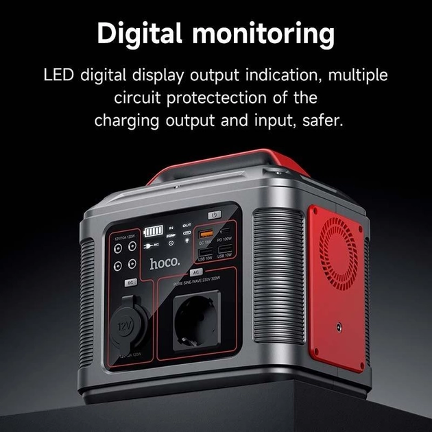 Портативна зарядна станція Hoco DB28 80000mAh (300W) Серо-червона Вінниця - фото 3
