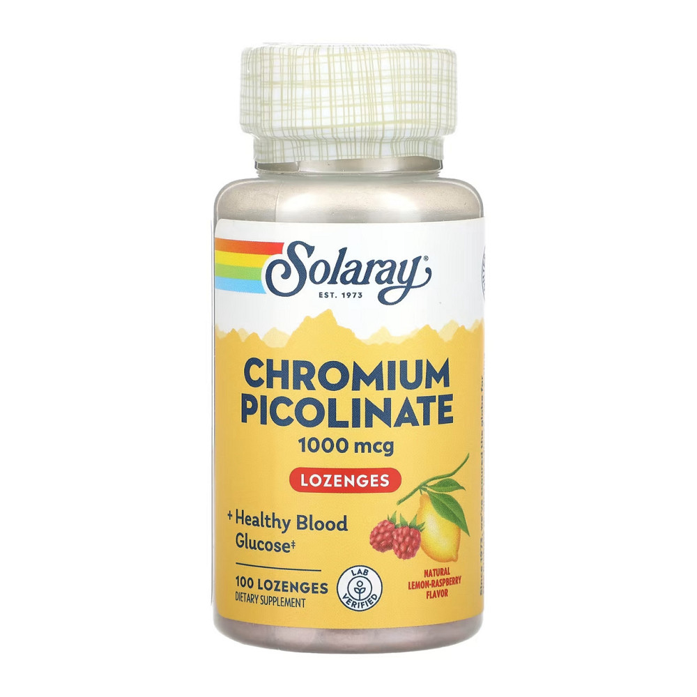 Хром пиколинат Solaray Chromium Picolinate 1000mcg 100 жев таб малина-лимон Киев - изображение 1