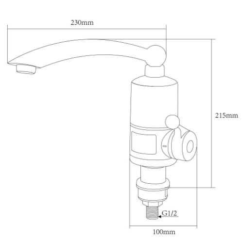 Кран-водонагрівач проточний NZ 0,4-5бар 3,0кВт для кухні гусак прямий на гайці з дисплеєм Aquatica Житомир - фото 3