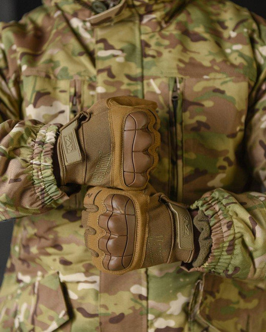 Зимові чоловічі тактичні рукавички Mechanix energy із захисними накладками койот Одеса - фото 8