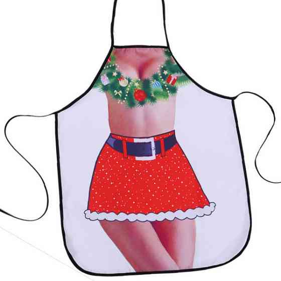Новорічний фартух з приколом жіночий 75 на 60 см різнобарвний Київ