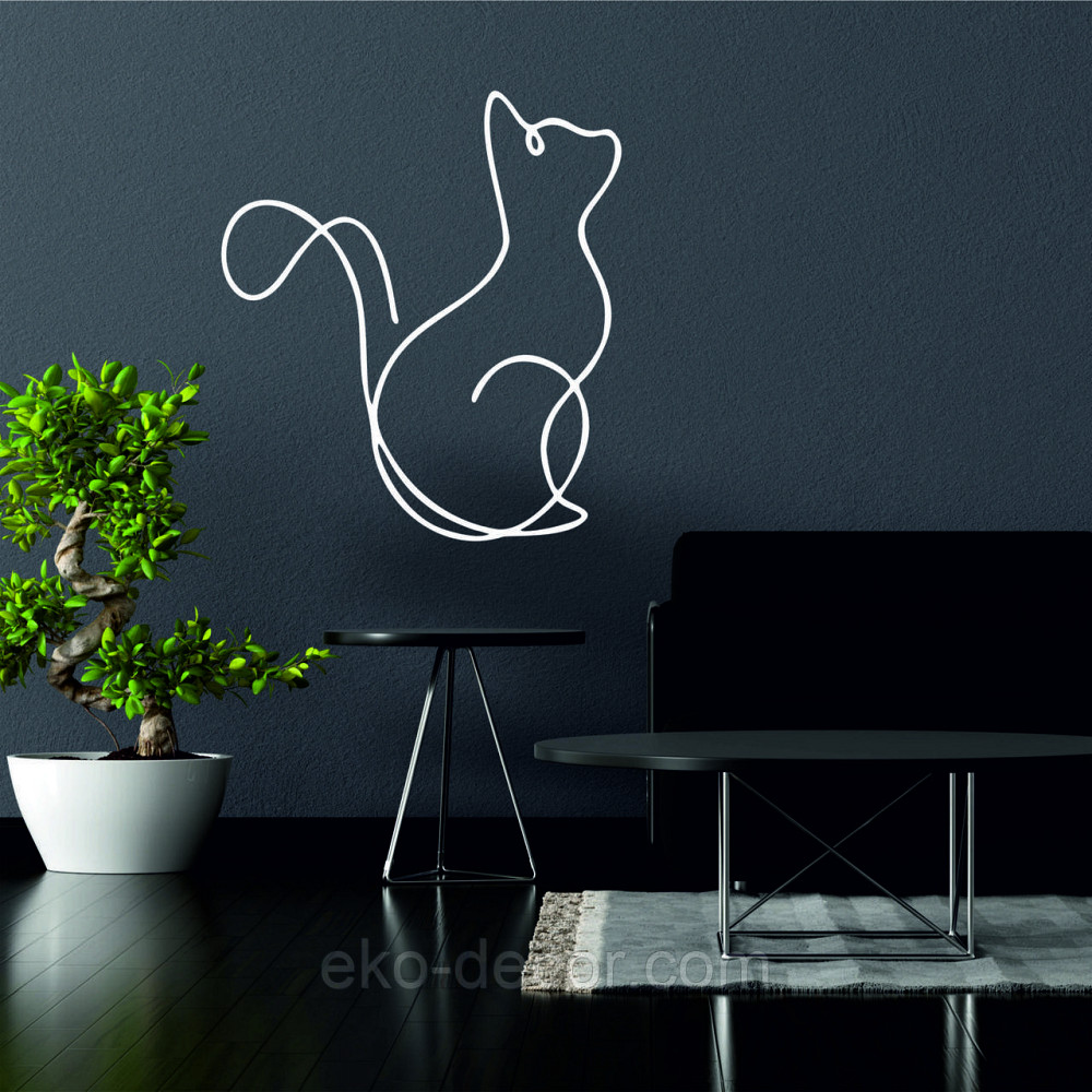 Декоративное настенное 3D Панно «Кот» Декор на стену с объемом 50*44 см, Белый Киев - изображение 2