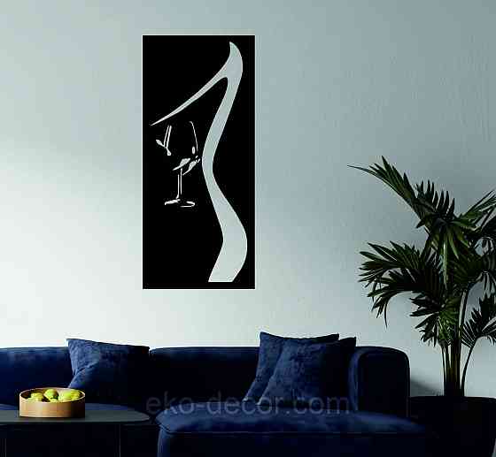 Декоративное настенное Панно «Силуэт женщины», Декор на стену 90*40 см, Черный Киев