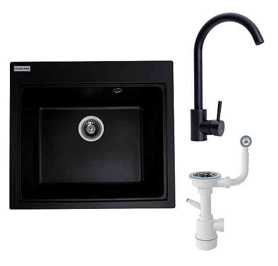 VALESO Комплект VALESO: Мийка VESTA 5852 чорна + Змішувач BG76 + Сифон 1041 Киев