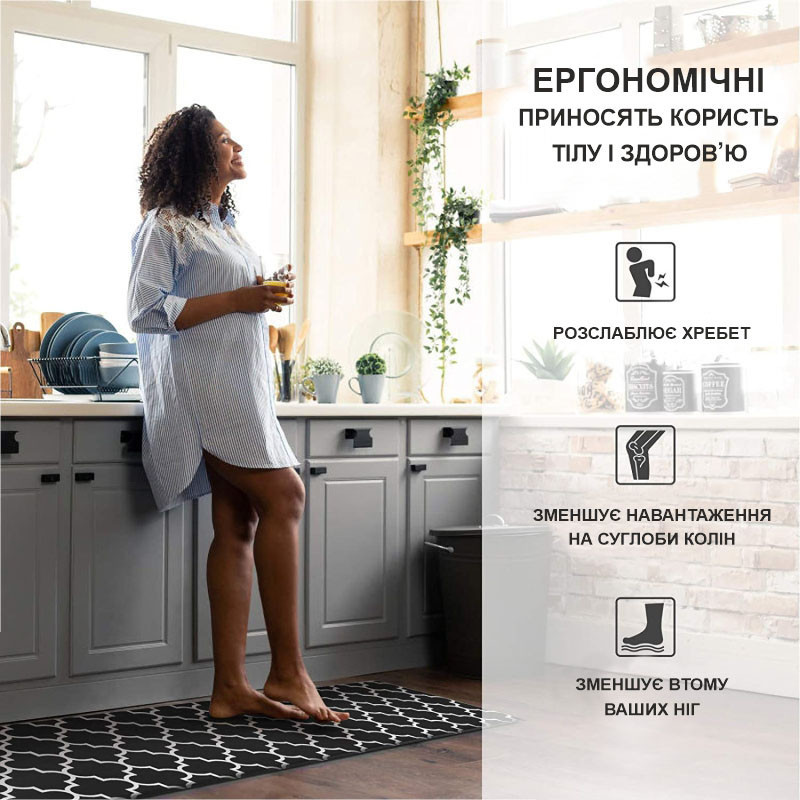 Набор коврики кухонные Lovely Svi 3 шт: 44 x74 x1см - 2 шт и 44 x119 x1см Черный Киев - изображение 5