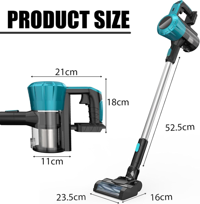 Аккумуляторный пылесос Psogpone 550W 45000Па для Makita 18V: 6-в-1, HEPA, 2 АКБ 5.5Ач, LED-щетка, Velvet Black Киев - изображение 8