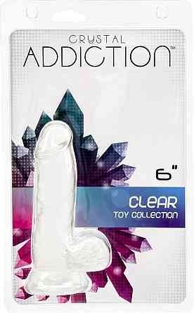 Прозорий фалоімітатор на присосці ADDICTION — Clear Dildo with Balls 6″, віброкуля в подарунок Sex Aura Київ