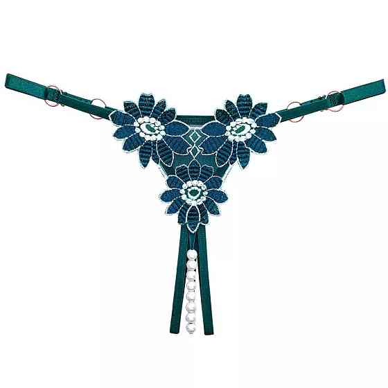 Трусики з відкритим доступом та перлинами Ромашки універсальний зелений Київ