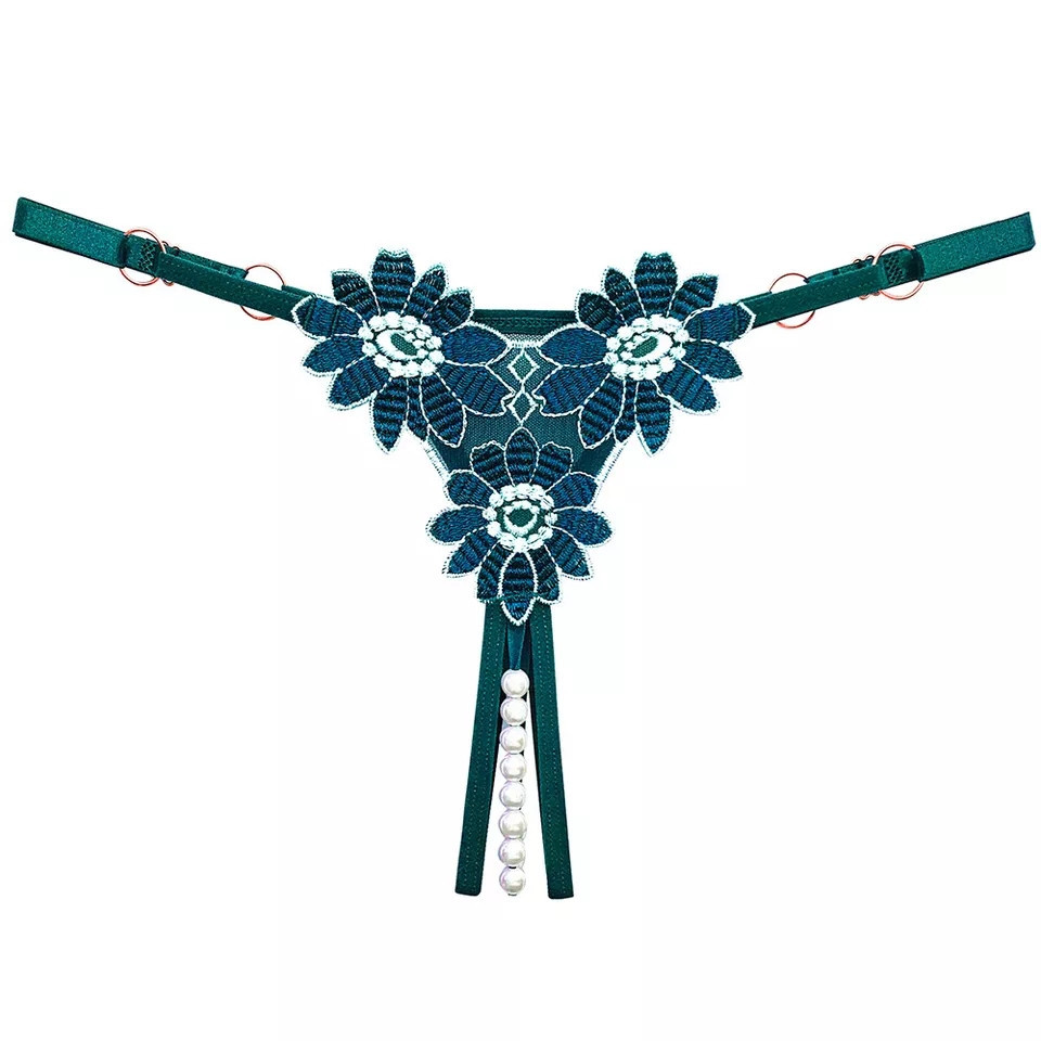 Трусики з відкритим доступом та перлинами Ромашки універсальний зелений Київ - фото 2