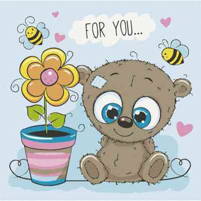 Картина по номерам ArtCraft Ведмежа з квіткою 30х30 см (15513-AC) Вінниця