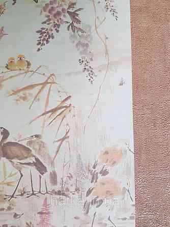 Шпалери вінілові Grandeco One roll one motif 1.59x2.8 панно птиці гілки квіти рожеві коричневі Київ