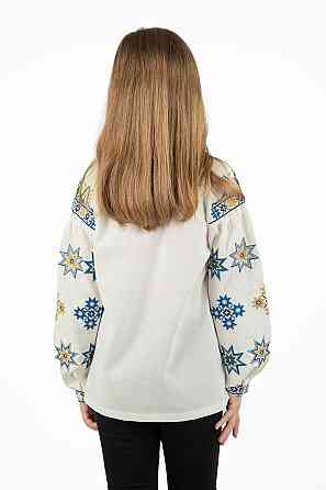 Вышиванка для девочек, молочная, льняная, с длинным рукавом, топ Киев