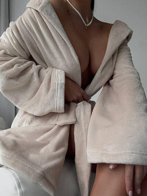 Жіночий теплий короткий халат із поясом із турецької махри Бежевий, 42/44 Одеса - фото 6