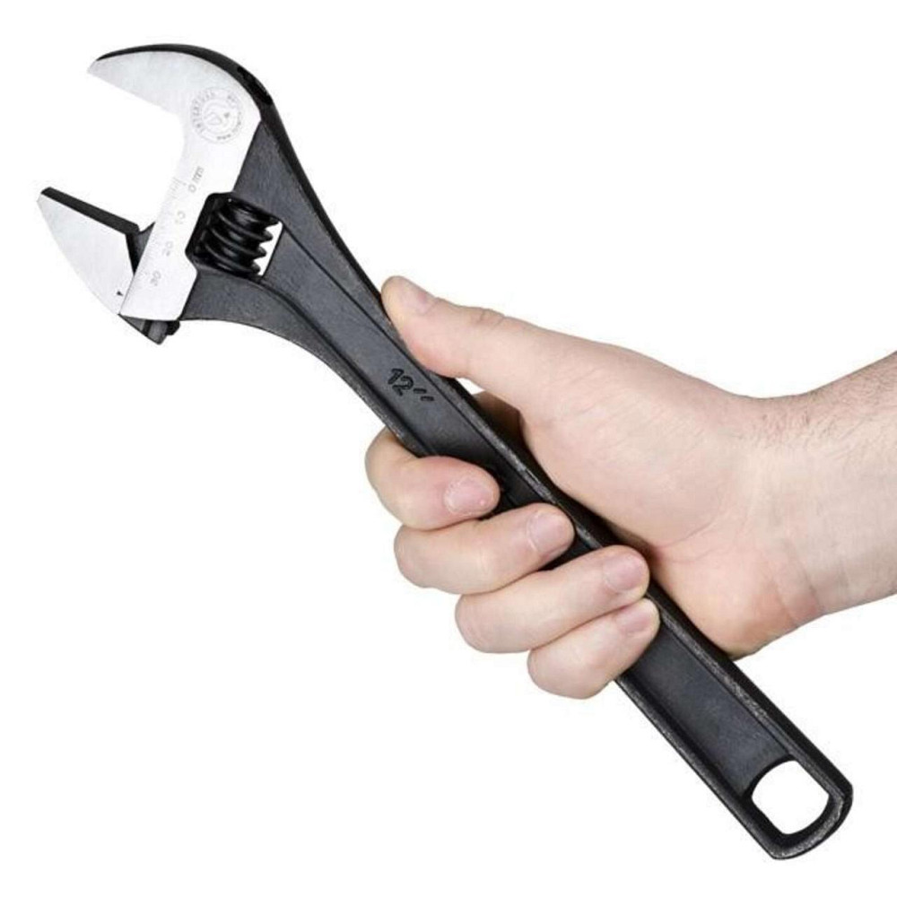 Ключ разводной 300мм, Cr-V, черный, фосфатированный, с полированной головкой Мукачево - изображение 1