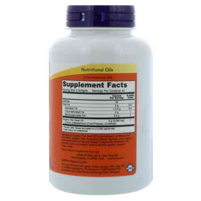 Трави Now Foods Органічне Лляне Олія 1000мг, 250 желатинових капсу (NOW-01772) Вінниця