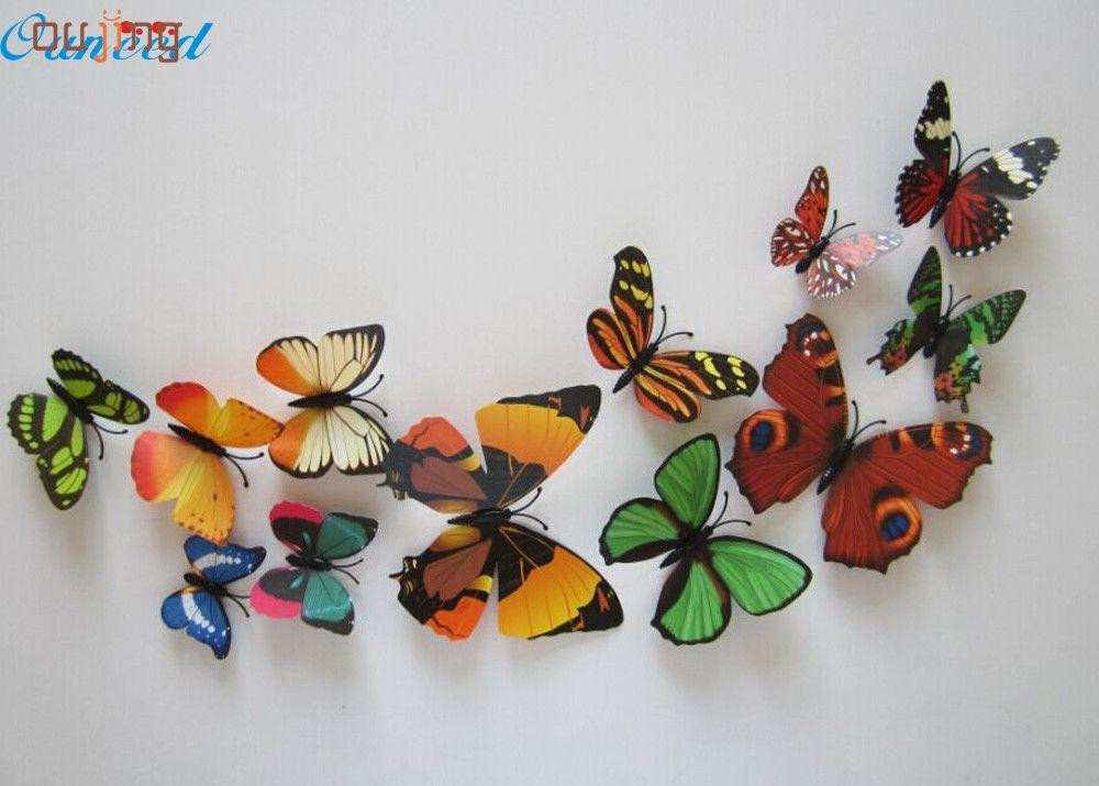 Бабочки разноцветные на магните - в наборе 12шт. разных размеров, пластик, в набор так же входит скотч Киев - изображение 2