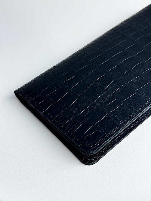 Мужской кожаный портмоне с тиснением под крокодила SR019 (Черный) Сумы - изображение 4