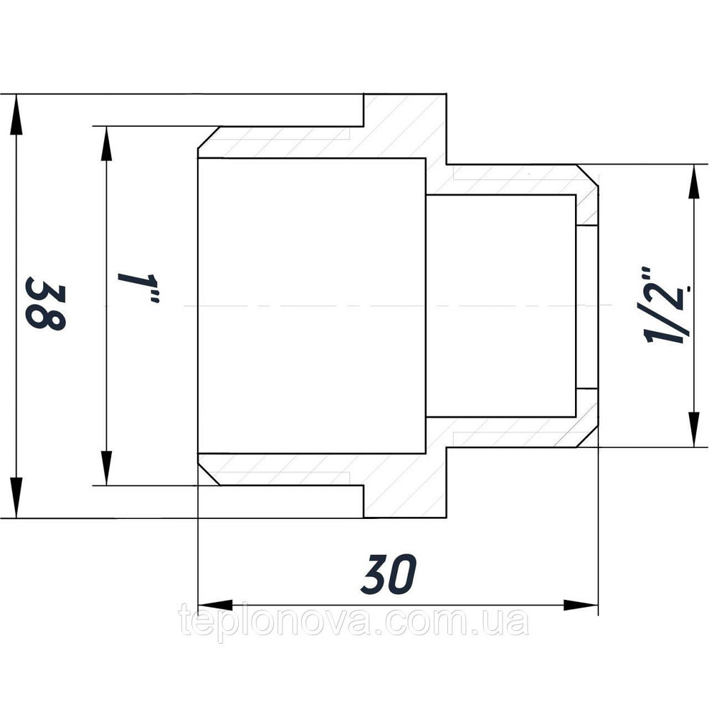 Ніпель редукційний 1"х1/2"Н нікельований під прокладку NN532G OPTIMUM Чернівці - фото 3
